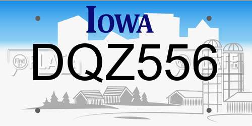 DQZ556 Iowa License Plate