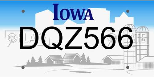 DQZ566 Iowa License Plate