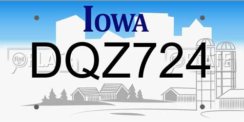 DQZ724 Iowa License Plate