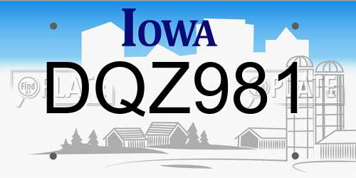 DQZ981 Iowa License Plate