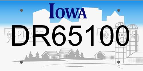 DR65100 Iowa License Plate