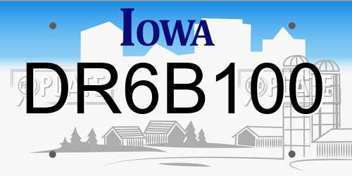 DR6B100 Iowa License Plate