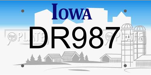 DR987 Iowa License Plate