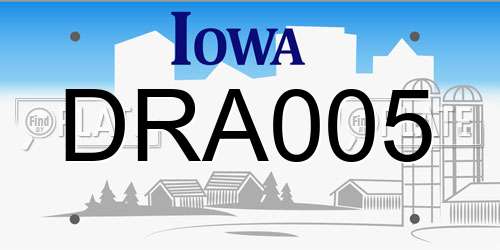 DRA005 Iowa License Plate