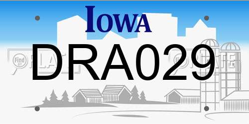 DRA029 Iowa License Plate