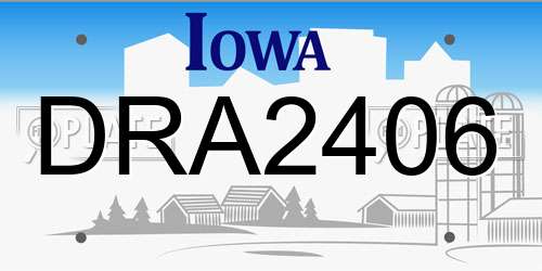 DRA2406 Iowa License Plate