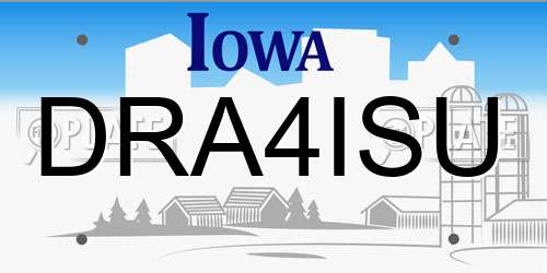 DRA4ISU Iowa License Plate