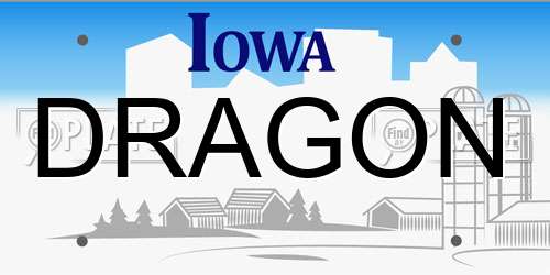 DRAGON Iowa License Plate