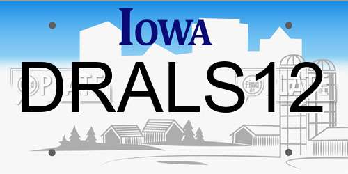 DRALS12 Iowa License Plate