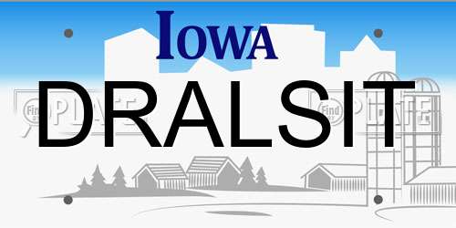 DRALSIT Iowa License Plate