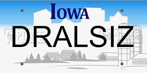 DRALSIZ Iowa License Plate