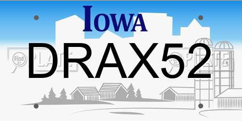 DRAX52 Iowa License Plate