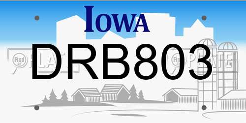 DRB803 Iowa License Plate