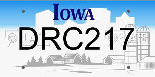 DRC217 Iowa License Plate