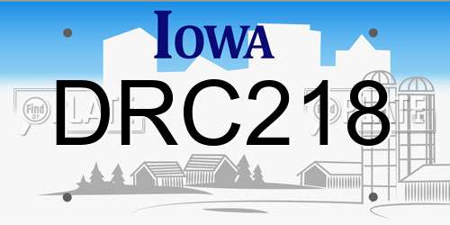 DRC218 Iowa License Plate