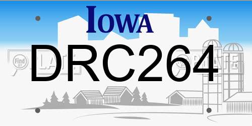 DRC264 Iowa License Plate