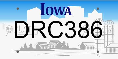 DRC386 Iowa License Plate