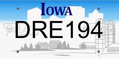DRE194 Iowa License Plate