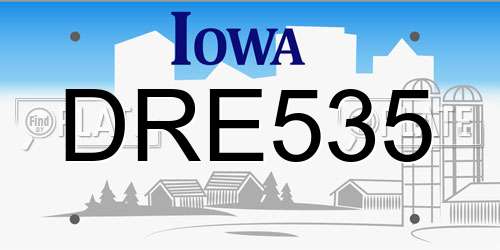 DRE535 Iowa License Plate
