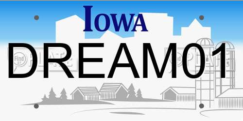 DREAM01 Iowa License Plate