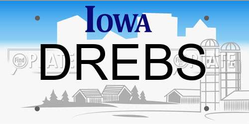 DREBS Iowa License Plate