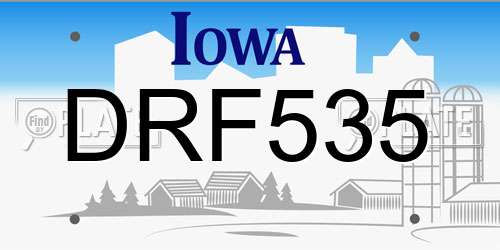 DRF535 Iowa License Plate