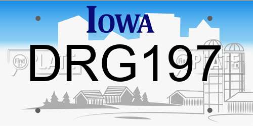 DRG197 Iowa License Plate