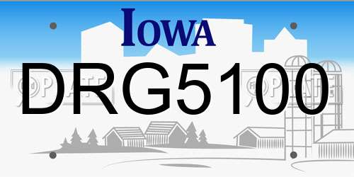 DRG5100 Iowa License Plate