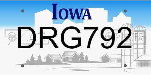 DRG792 Iowa License Plate