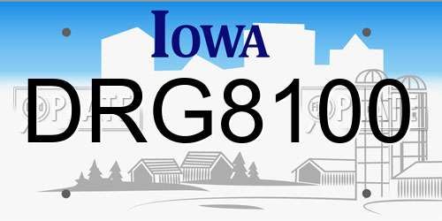 DRG8100 Iowa License Plate