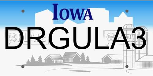 DRGULA3 Iowa License Plate