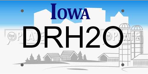 DRH2O Iowa License Plate