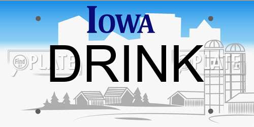 DRINK Iowa License Plate