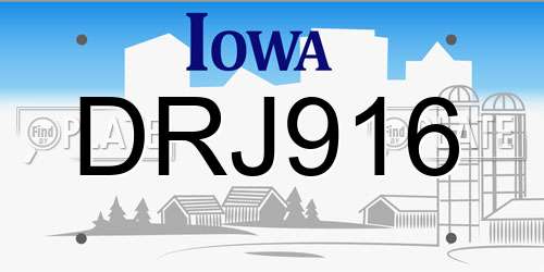 DRJ916 Iowa License Plate