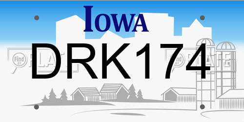DRK174 Iowa License Plate