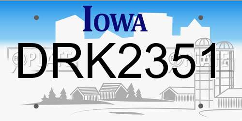 DRK2351 Iowa License Plate