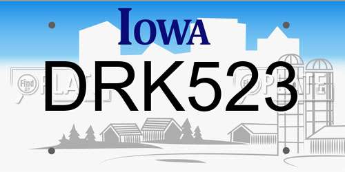 DRK523 Iowa License Plate