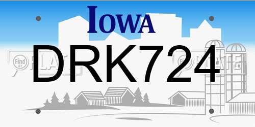 DRK724 Iowa License Plate