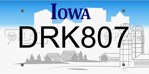 DRK807 Iowa License Plate