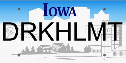 DRKHLMT Iowa License Plate