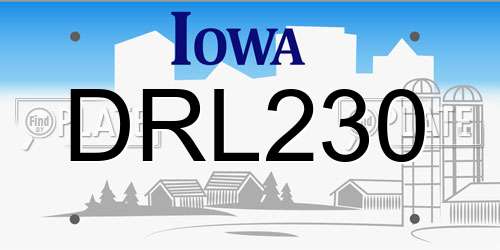 DRL230 Iowa License Plate