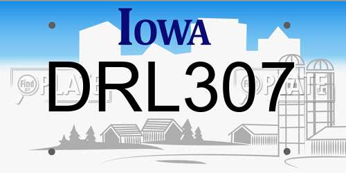 DRL307 Iowa License Plate
