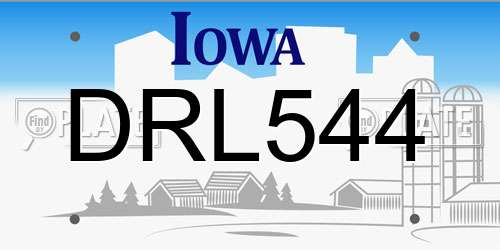 DRL544 Iowa License Plate