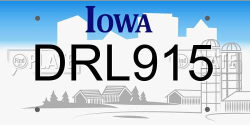 DRL915 Iowa License Plate