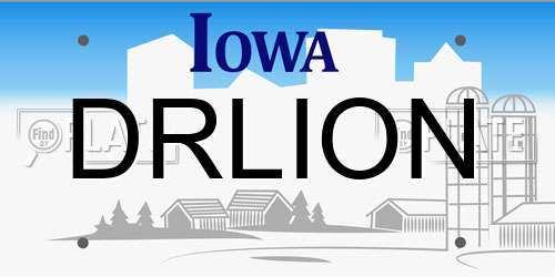 DRLION Iowa License Plate