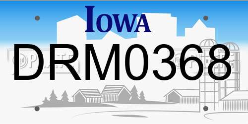 DRM0368 Iowa License Plate