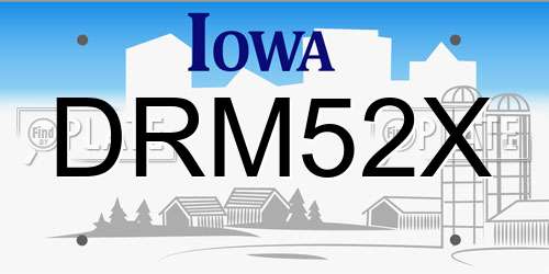 DRM52X Iowa License Plate