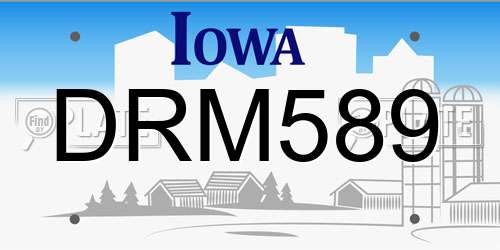 DRM589 Iowa License Plate