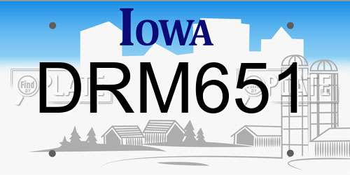 DRM651 Iowa License Plate