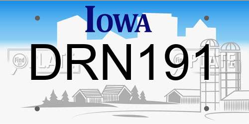 DRN191 Iowa License Plate